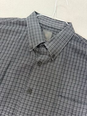 F/X Fusion Men's Black & Gray Windowpane Button-Down Shirt - Classic Fit- XXL